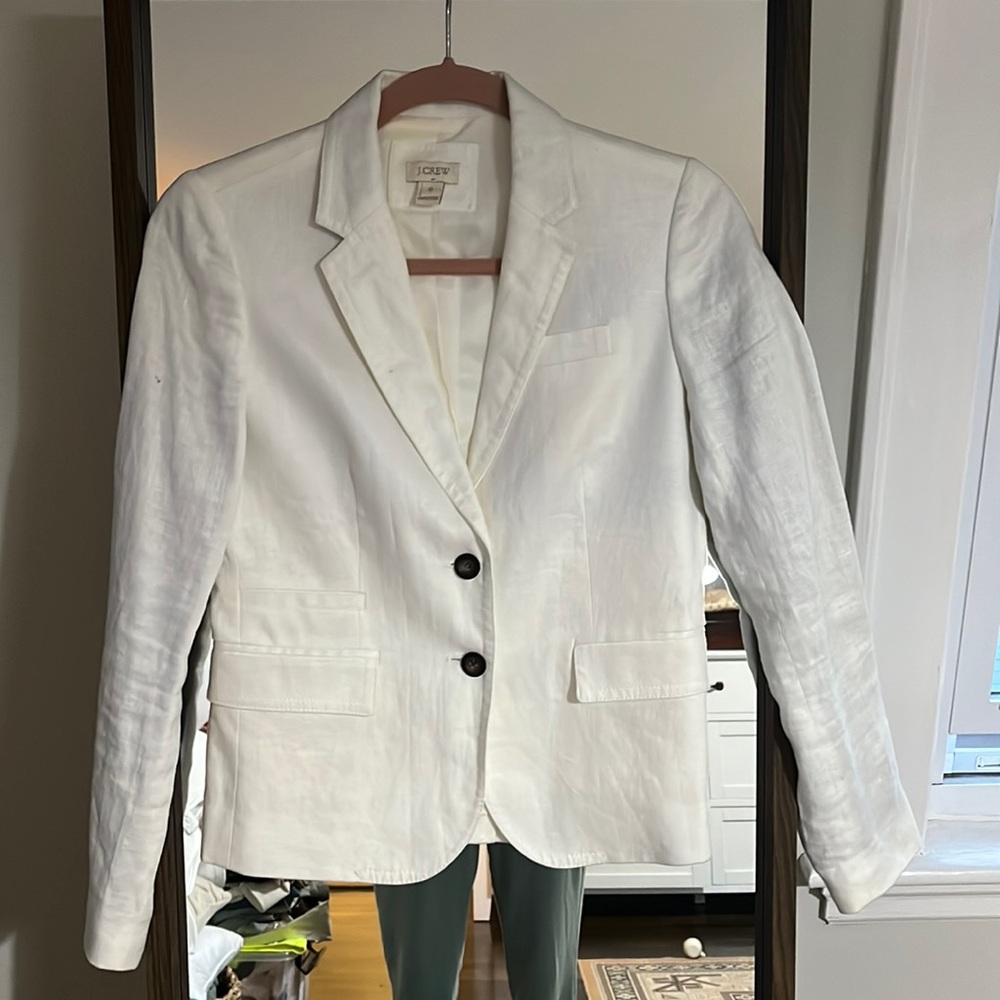 Jcrew white linen blazer